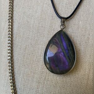 Purple Labradorite Teardrop Pendant